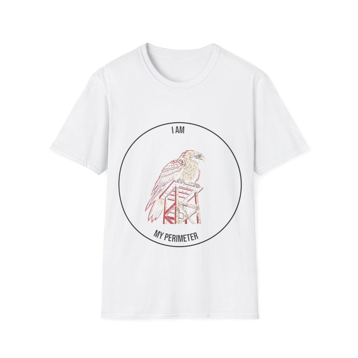 "I Am My Perimeter" Guard Tower Graphic Tee - Aesthetic Ironic Quote White T-Shirt - Trending Now - September 2026