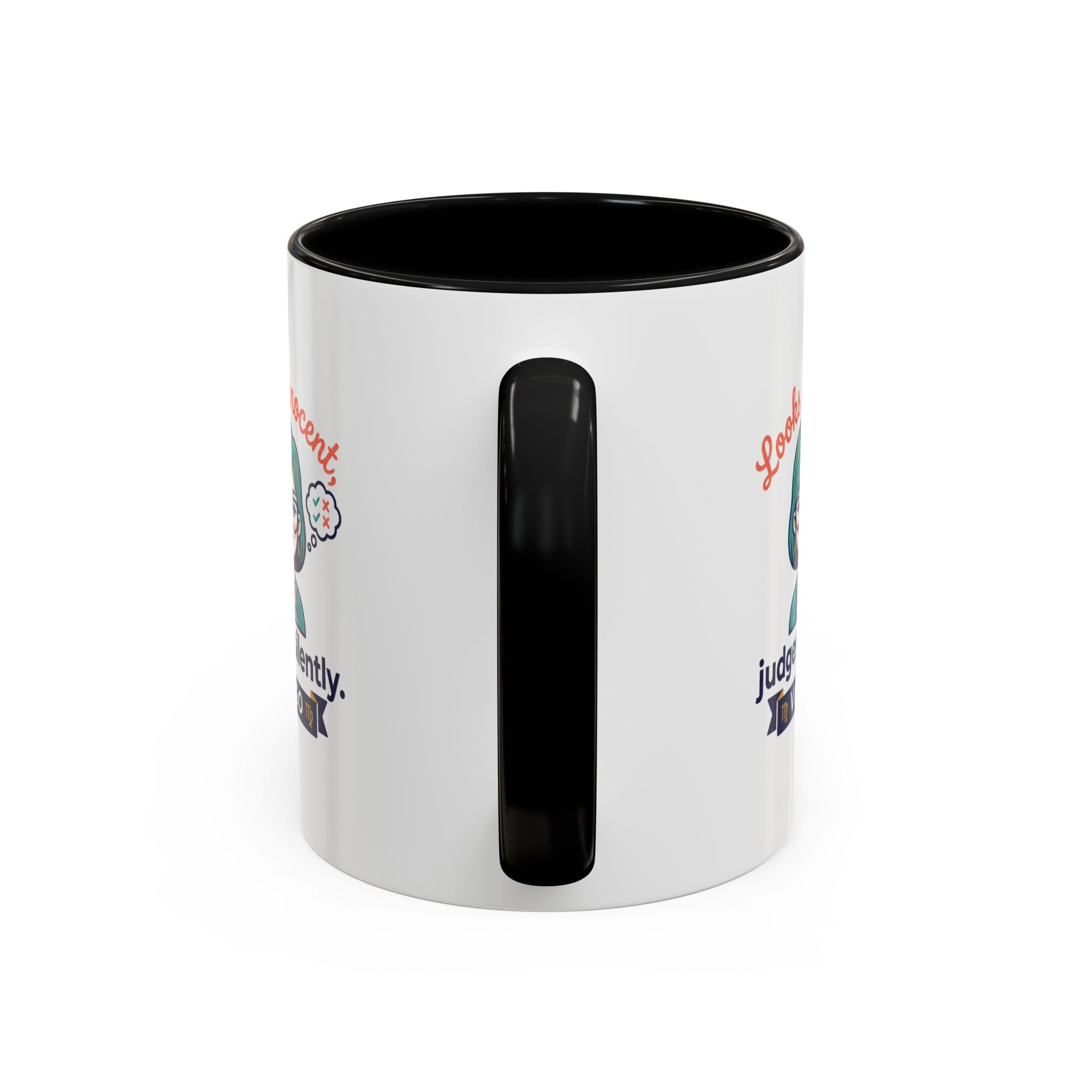 Virgo Accent Coffee Mug - "Looks Innocent, Judges Silently" Zodiac Astrology Gift