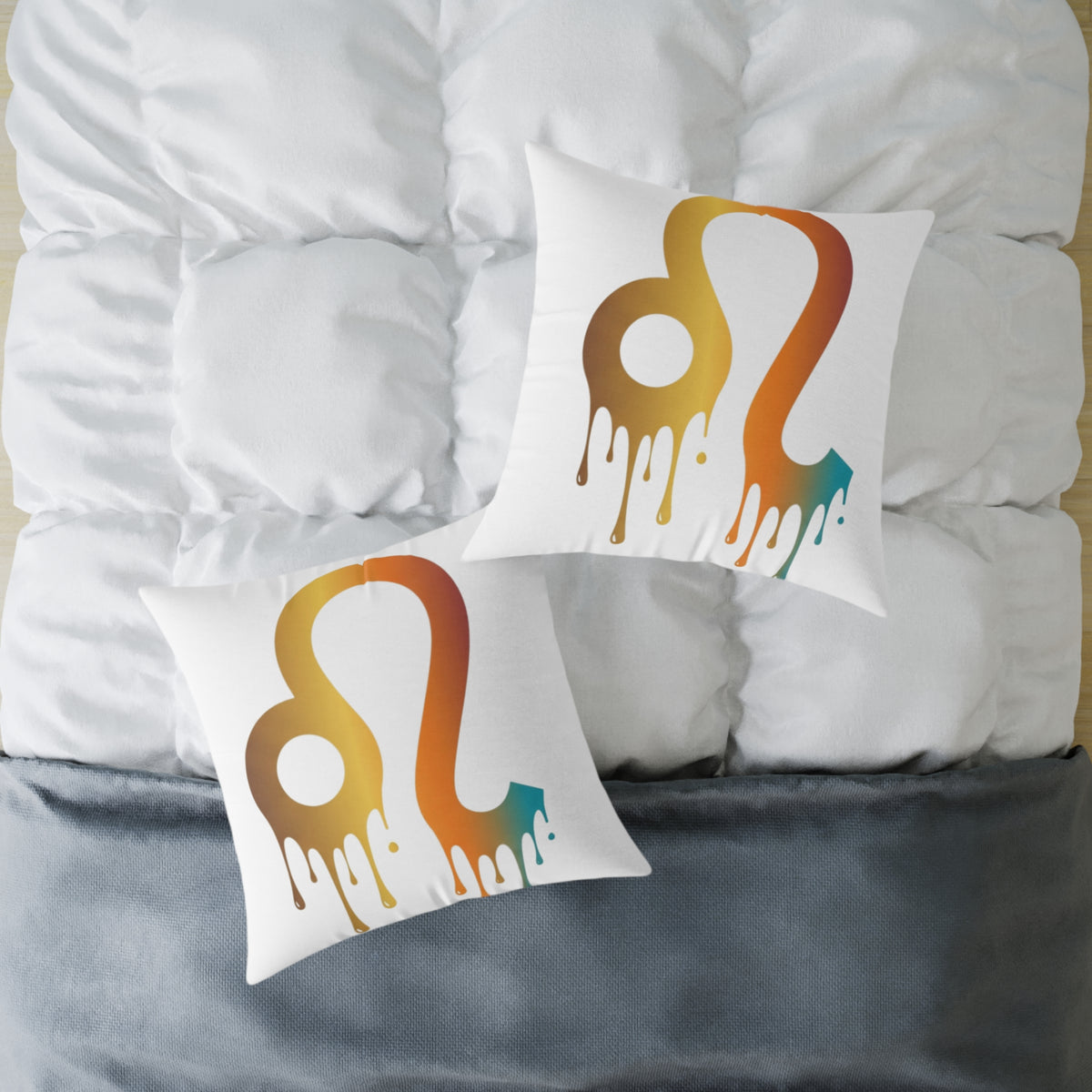 Leo Zodiac Dripping Astrological Square Poly Canvas Pillow