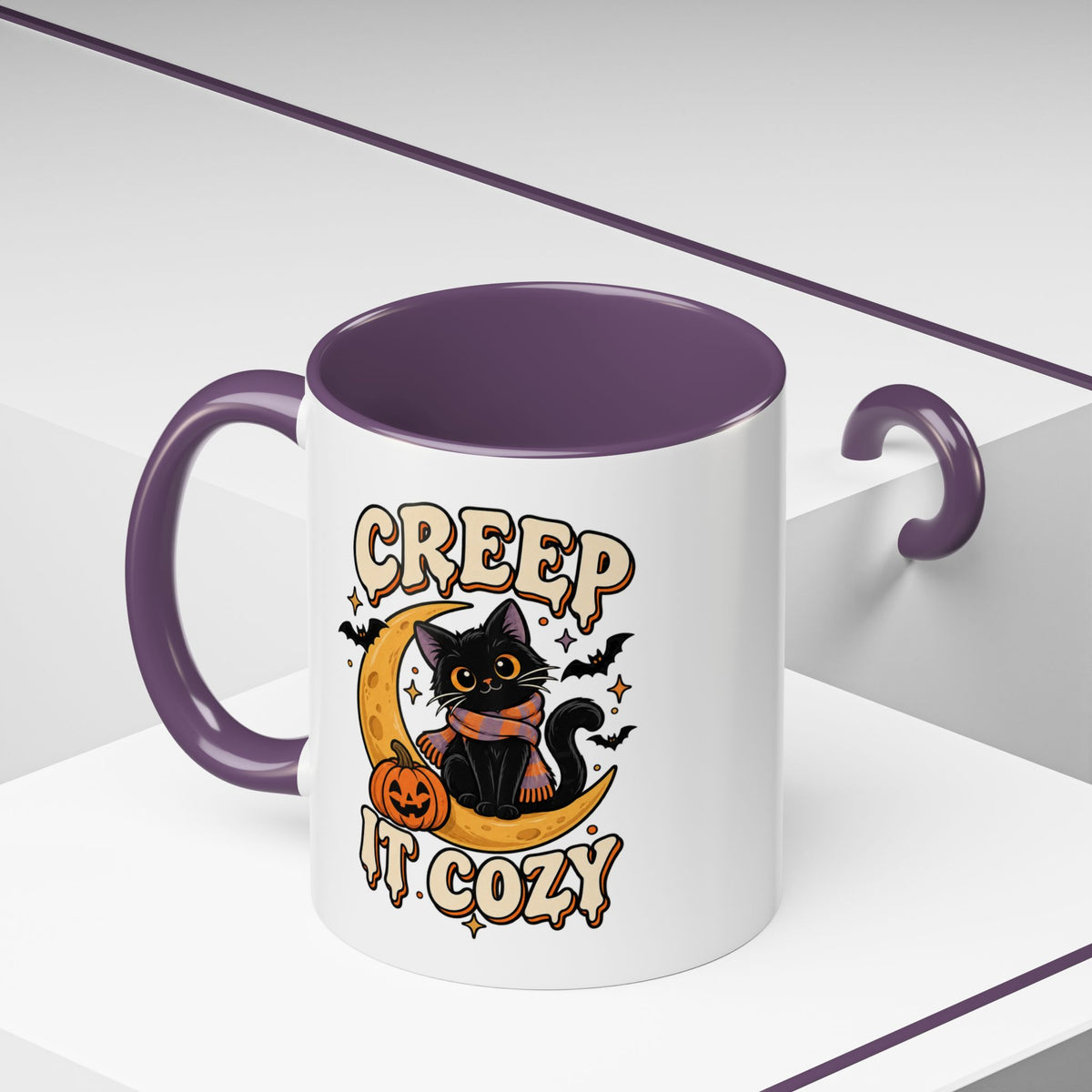 Creepy It Cozy Black Cat Halloween Accent Coffee Mug (11/15oz)