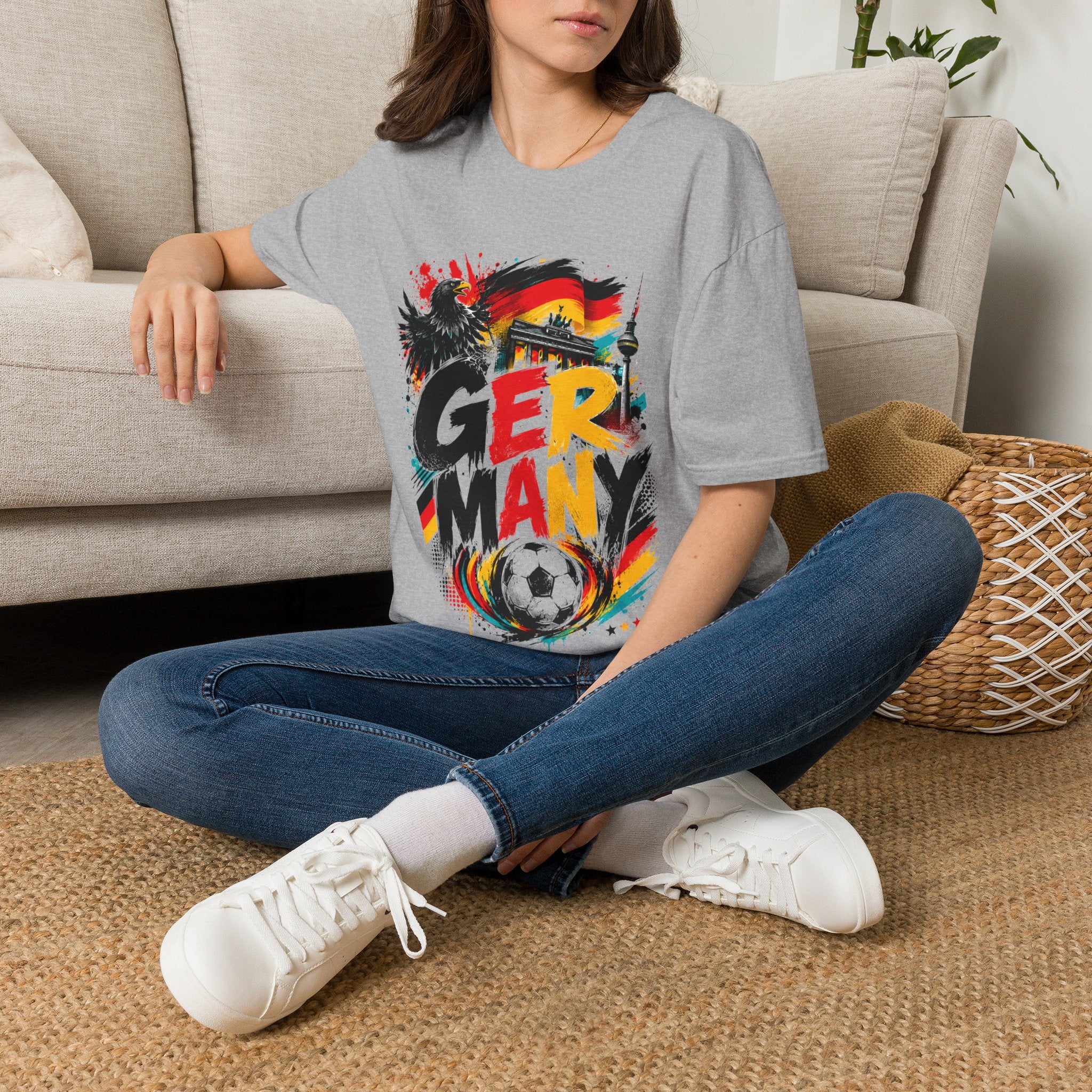 Germany Soccer Graphic T‑Shirt — Flag, Eagle & Brandenburger Tor Design