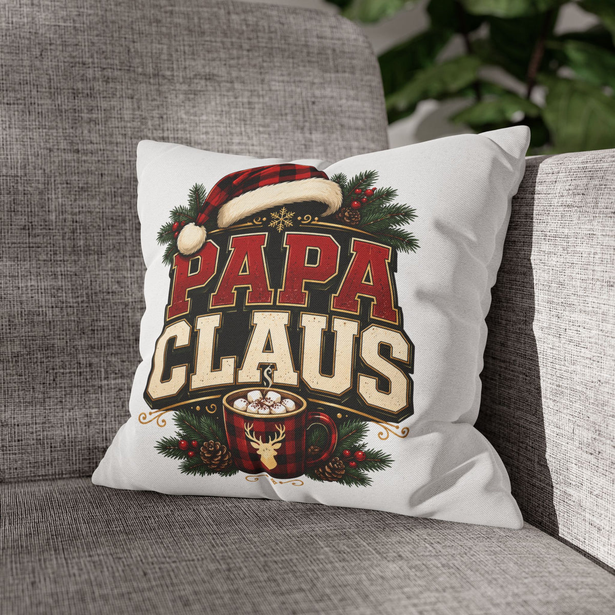 Christmas Papa Claus Holiday Pillowcase — Festive Christmas Cushion Cover for Dad