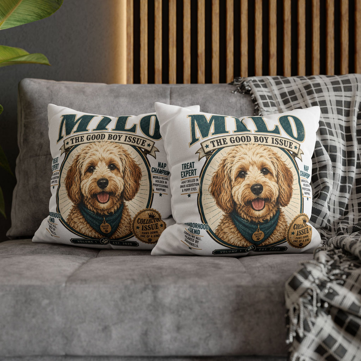 Milo "The Good Boy Issue" Decorative Pillowcase Milo Bailey Dog Dad Mom