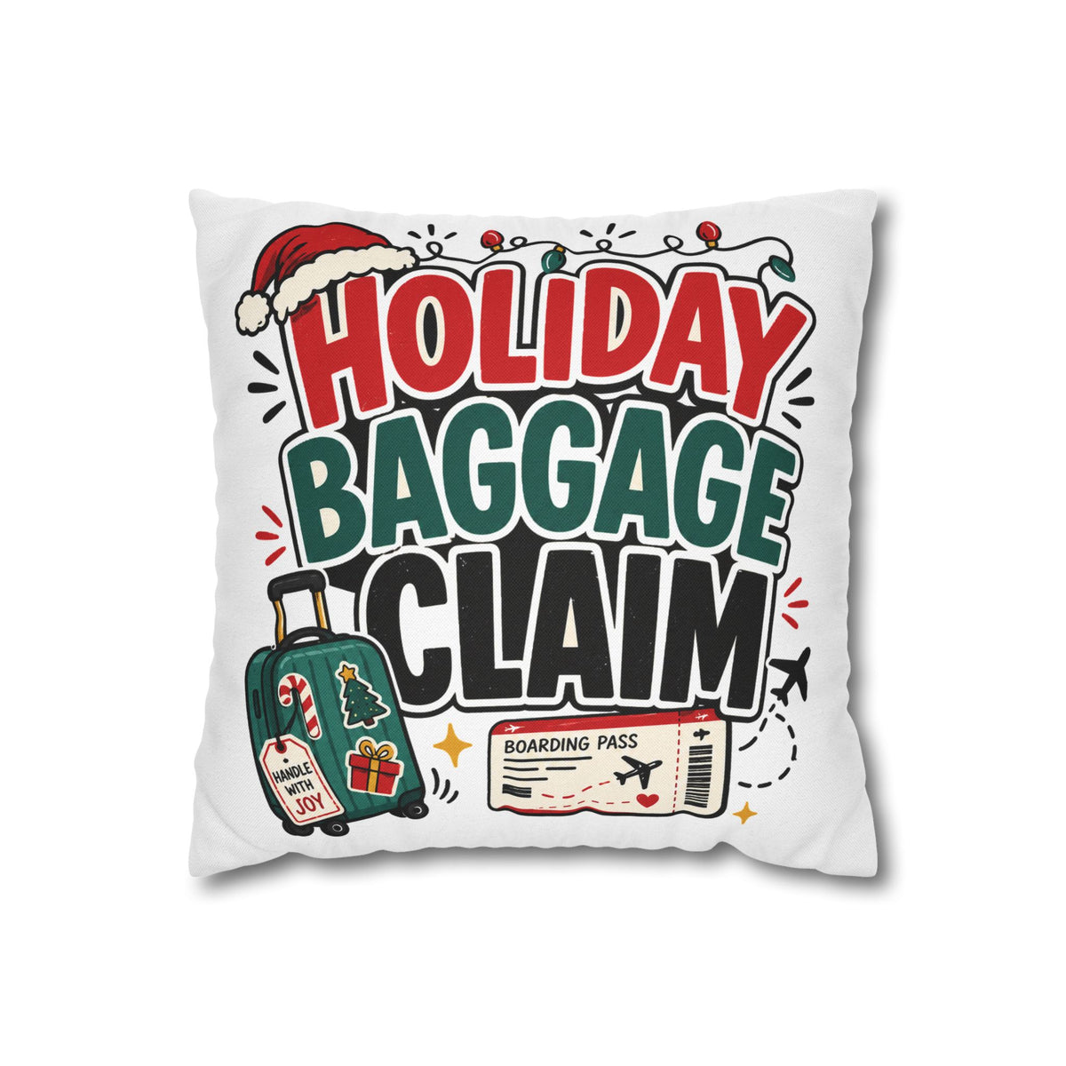 Holiday Baggage Claim Pillowcase Modern Day Christmas  - Funny Christmas Travel Decorative Throw Pillowcase