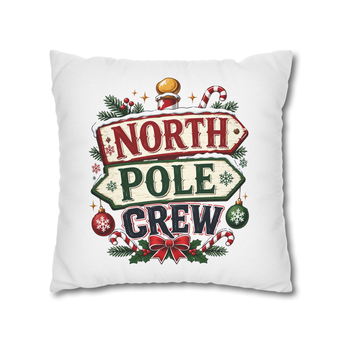Christmas North Pole Crew Holiday Pillowcase — Christmas Decorative Throw Pillow