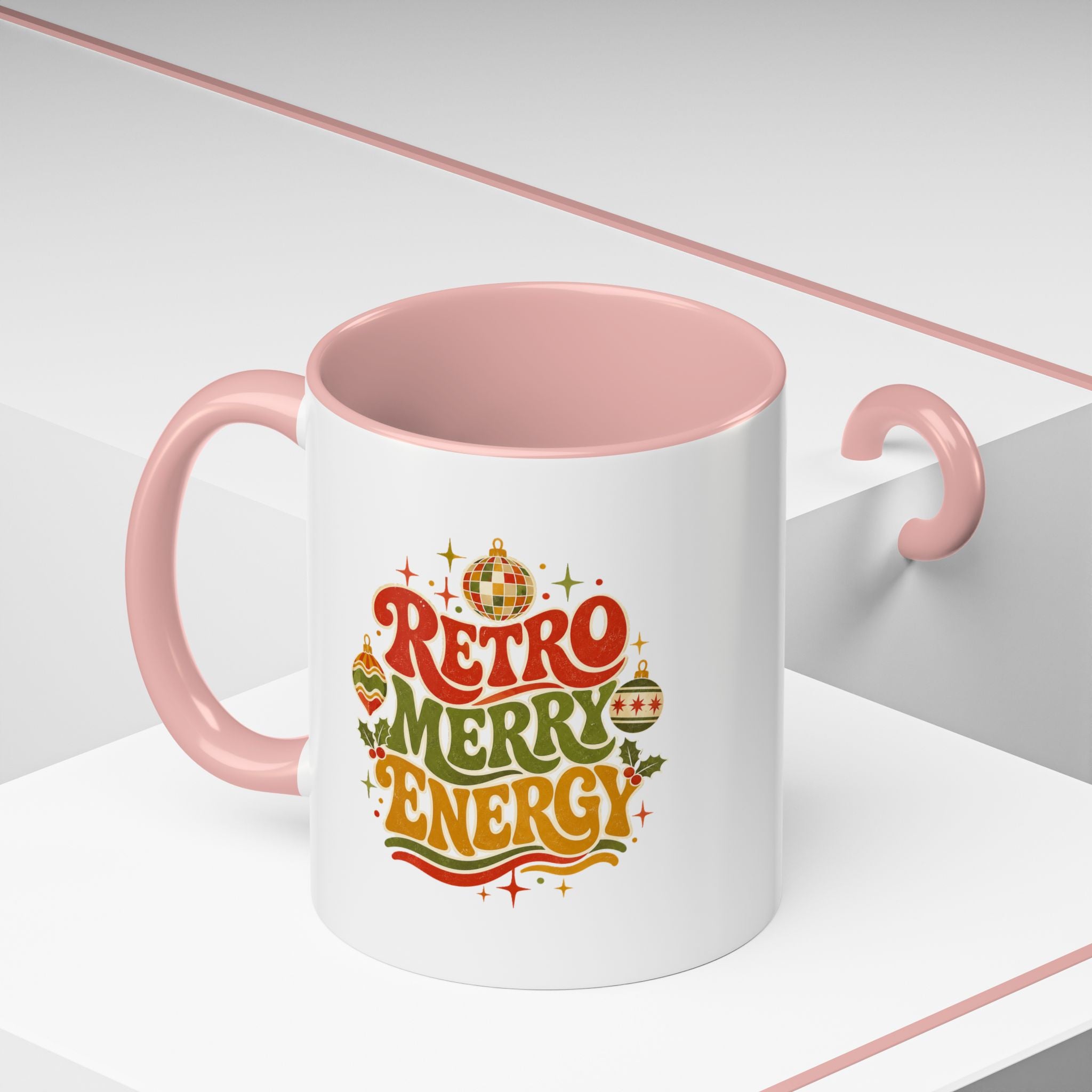 Modern Day Christmas Retro Merry Energy Coffee Mug — Festive 70s Holiday Design