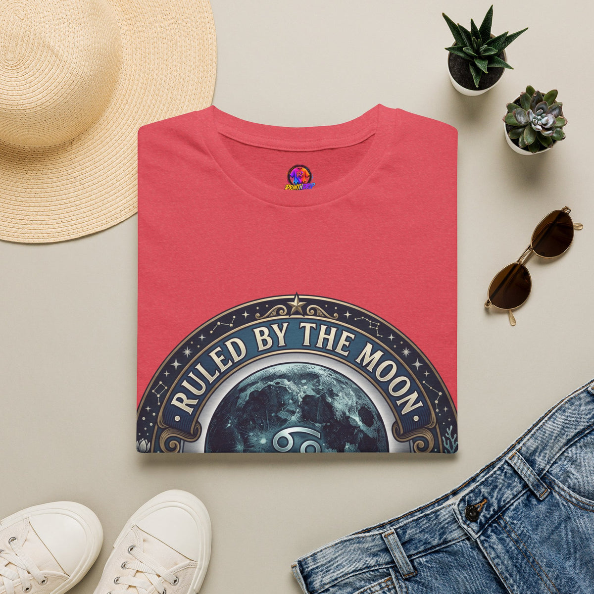 Cancer Zodiac Ruled by the Moon T-Shirt — Celestial Astrology Zodiac Graphic Tee