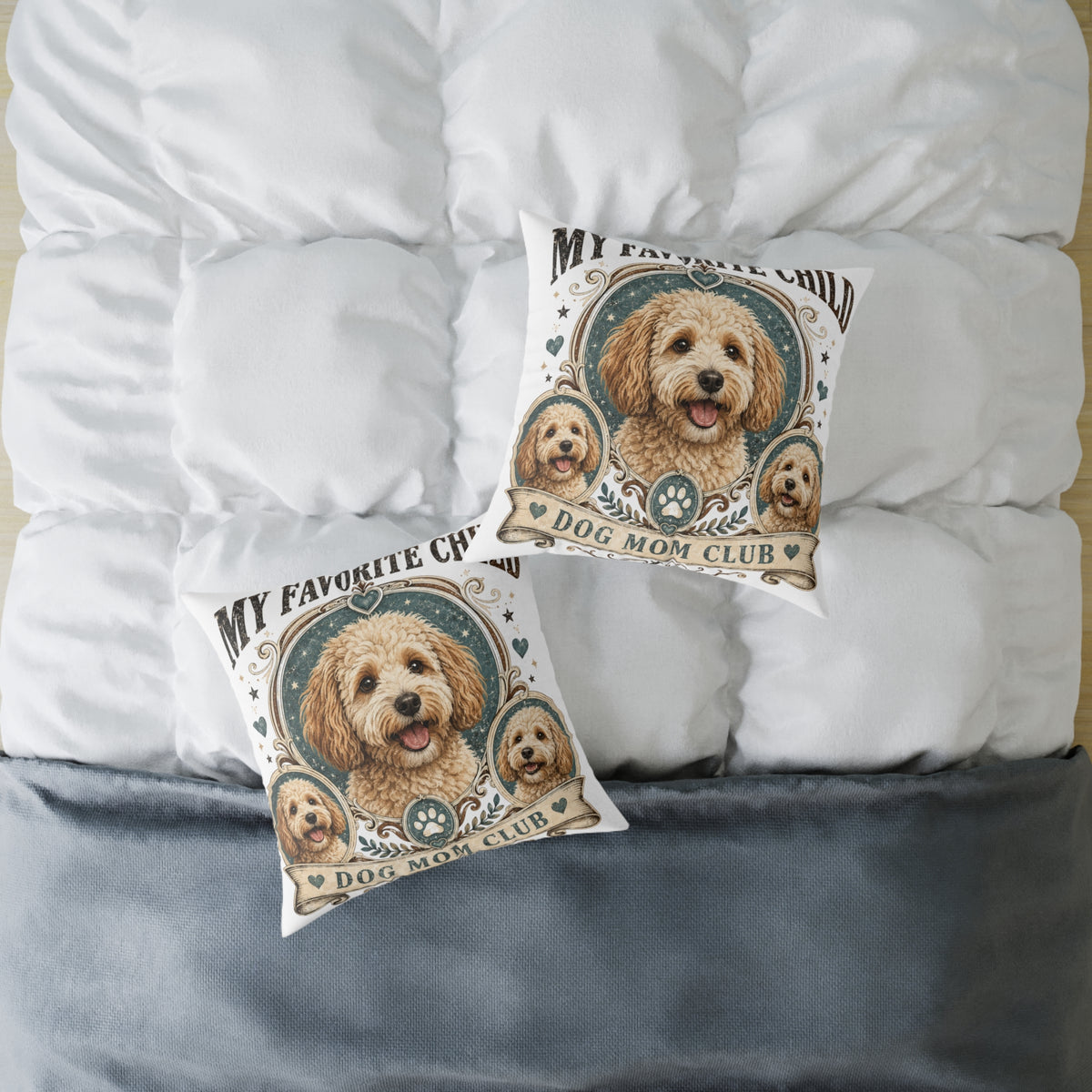 Doodle Dog Mom Pillow   Milo Bailey Dog Dad Mom— "My Favorite Child" Decorative Canvas Throw