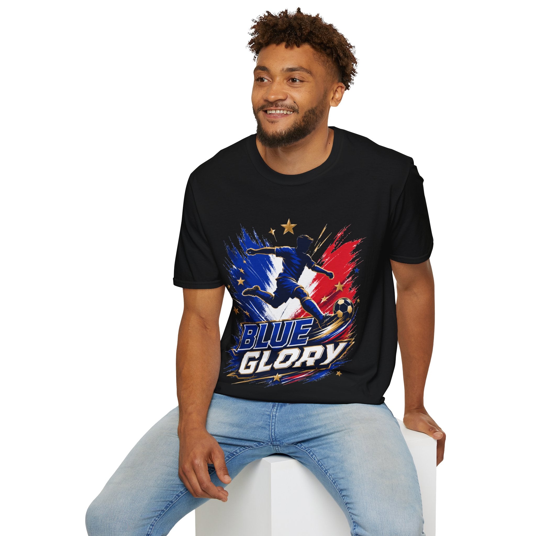 France Soccer T-Shirt — "Blue Glory" Red, White & Blue Player Graphic