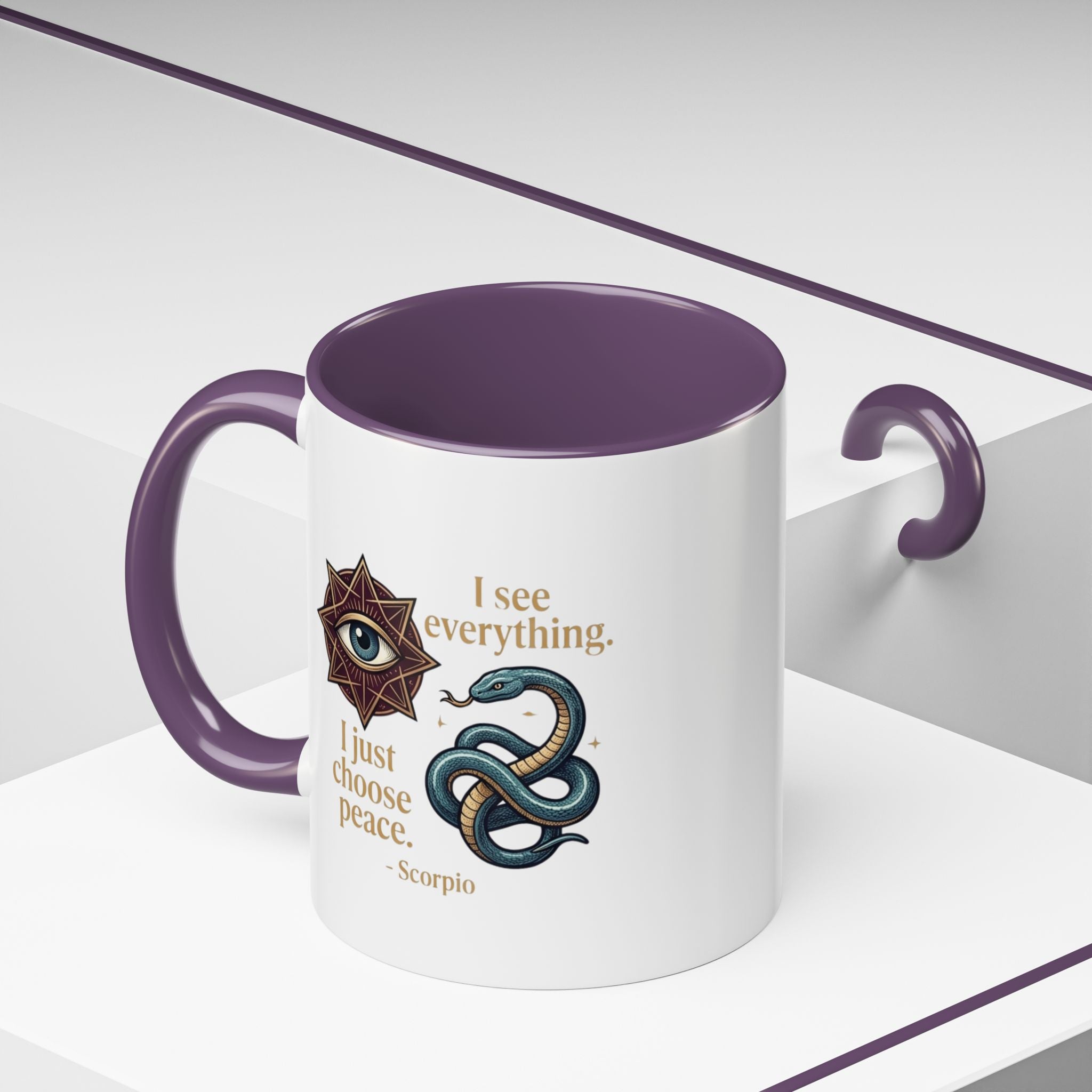 Scorpio Accent Coffee Mug – "I See Everything, I Just Choose Peace" Zodiac Mug