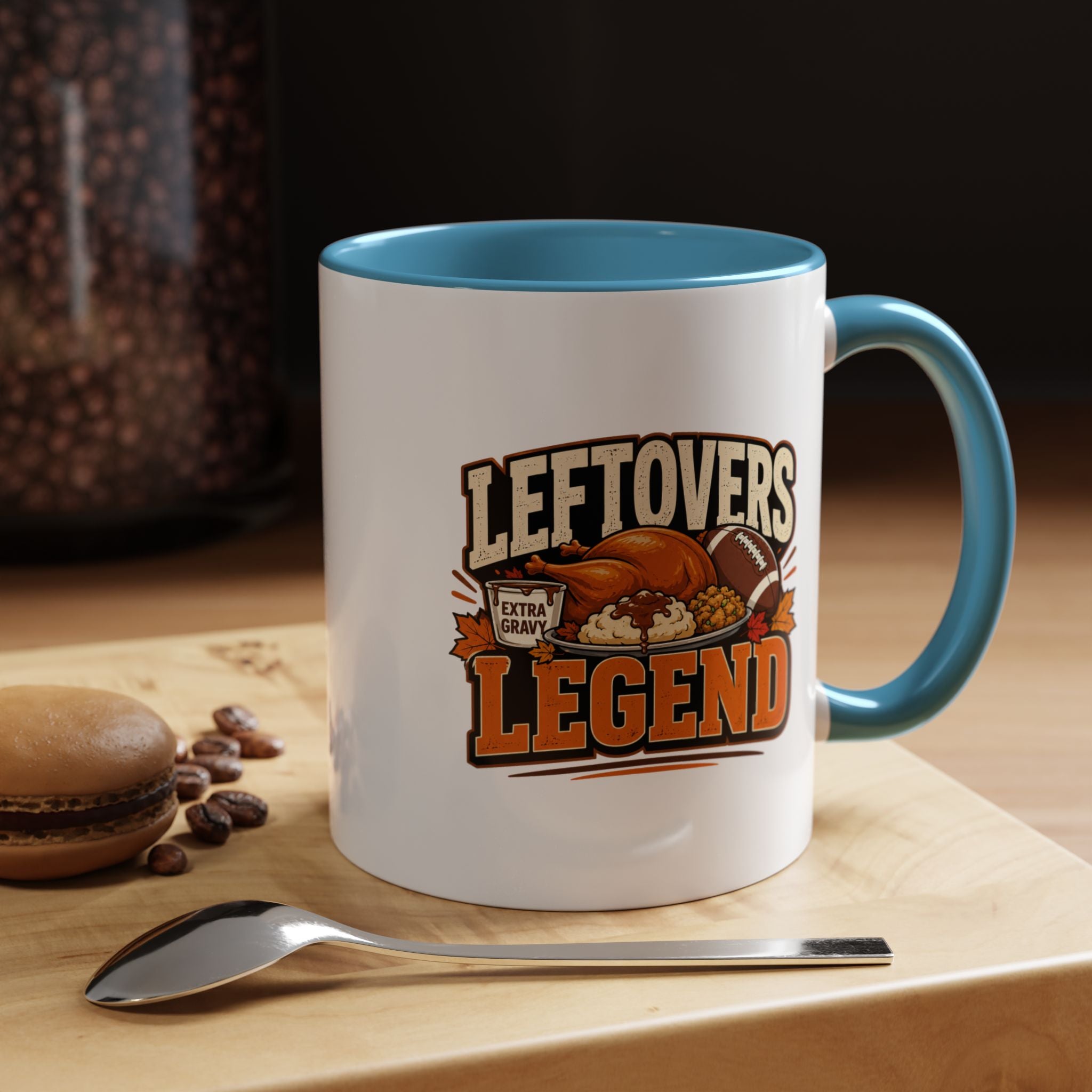 Thanksgiving  Mug Leftovers Legend Coffee Mug – Funny Thanksgiving Turkey & Football  Accent Mug