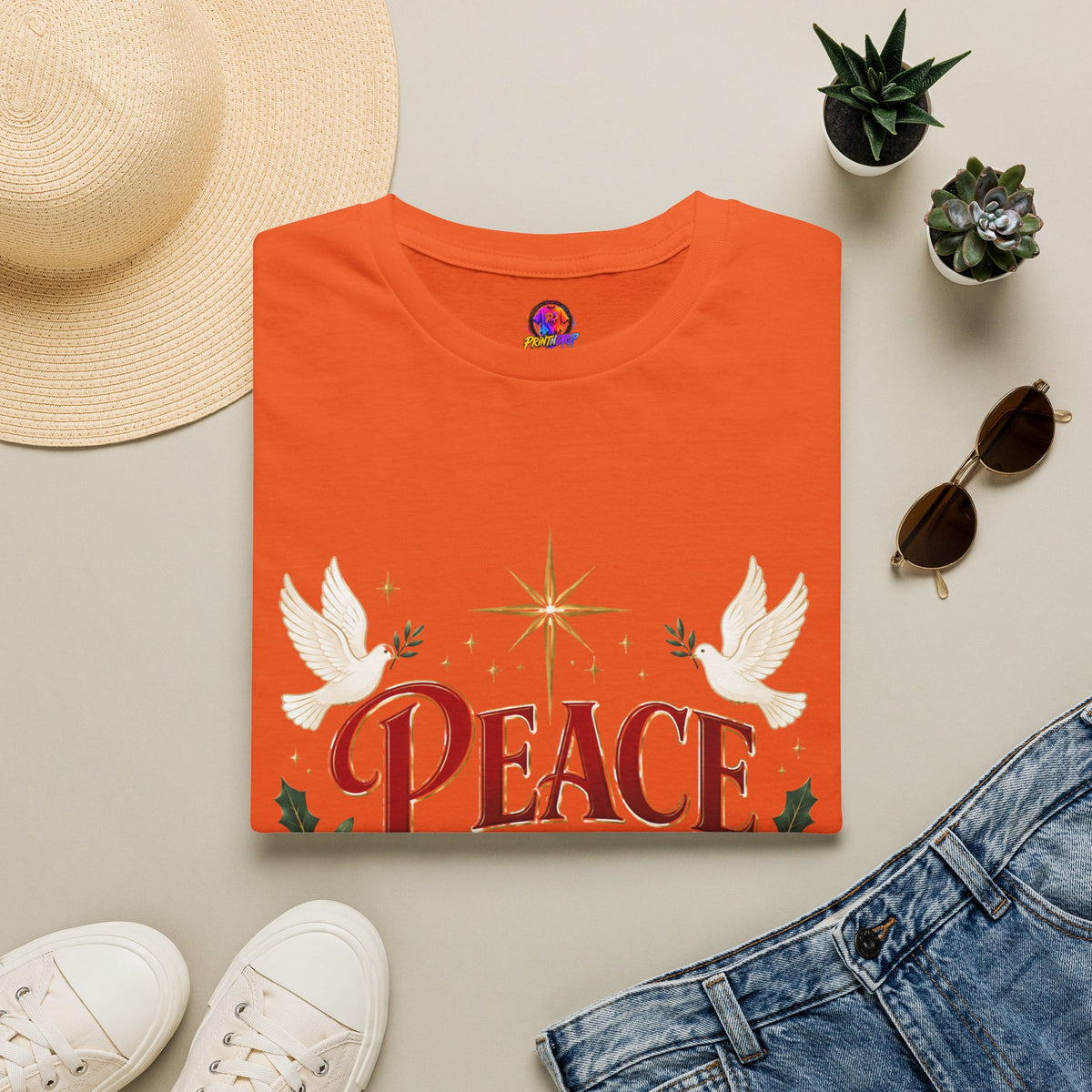 Peace on Earth T-Shirt — Holiday Dove & Star Christmas Tee