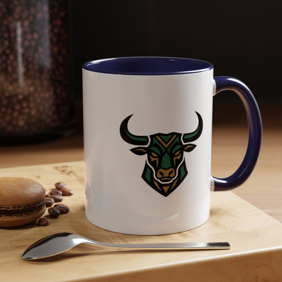 Taurus Geometric Bull Accent Coffee Mug –  Tribal Bull Head Ceramic Mug