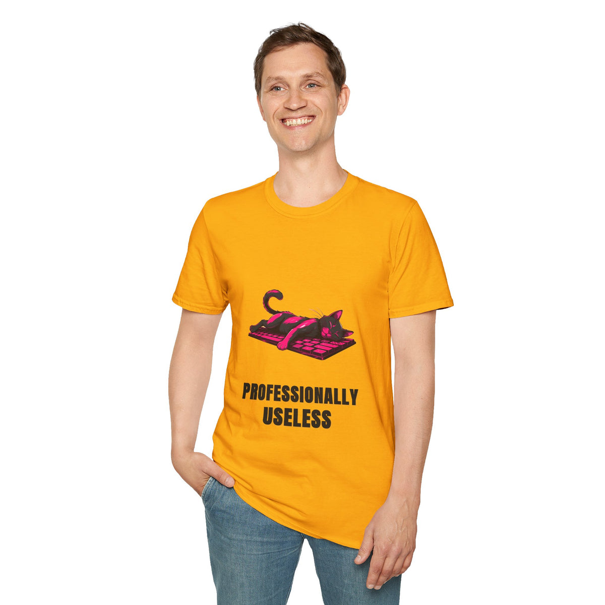 T‑Shirt — 'Professionally Useless' Relaxed Cat Graphic Tee - Trending Now - August 2026