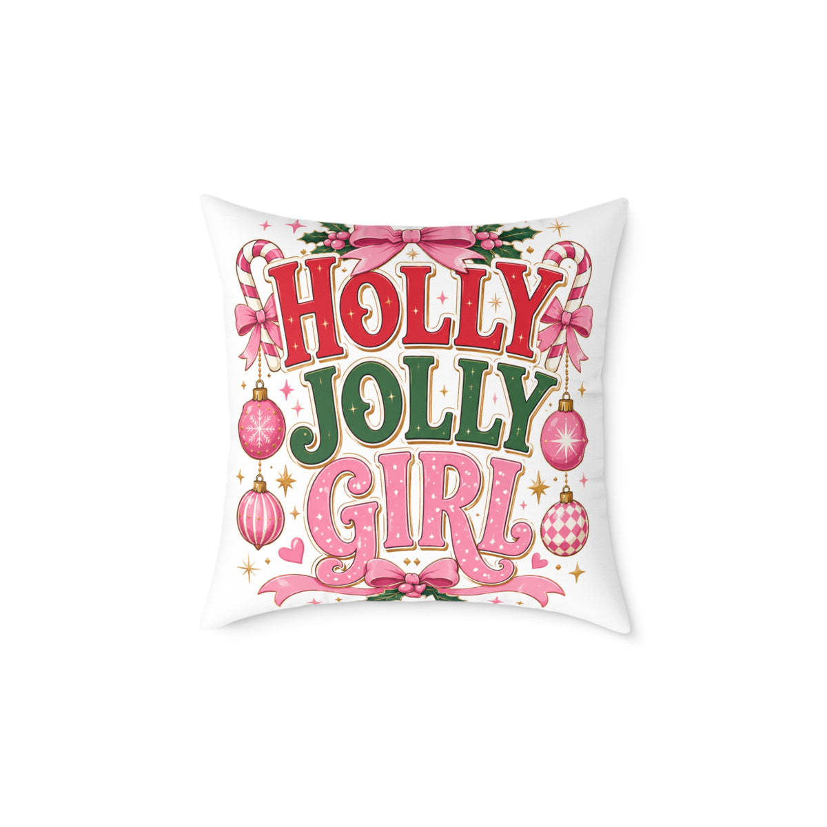 Christmas Holly Jolly Girl Holiday Pillow
