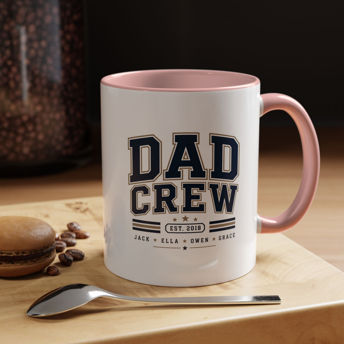 Milo Bailey Dog Dad Mom Dad Crew Accent Coffee Mug — Personalized Family Names, Established Date Coffee Cup