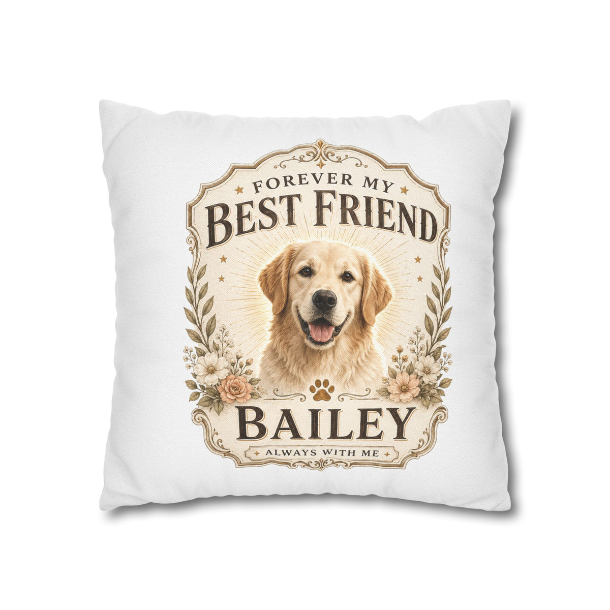 Personalized Dog Pillowcase  Milo Bailey Dog Dad Mom— "Forever My Best Friend" Custom Pet Name Cushion Cover