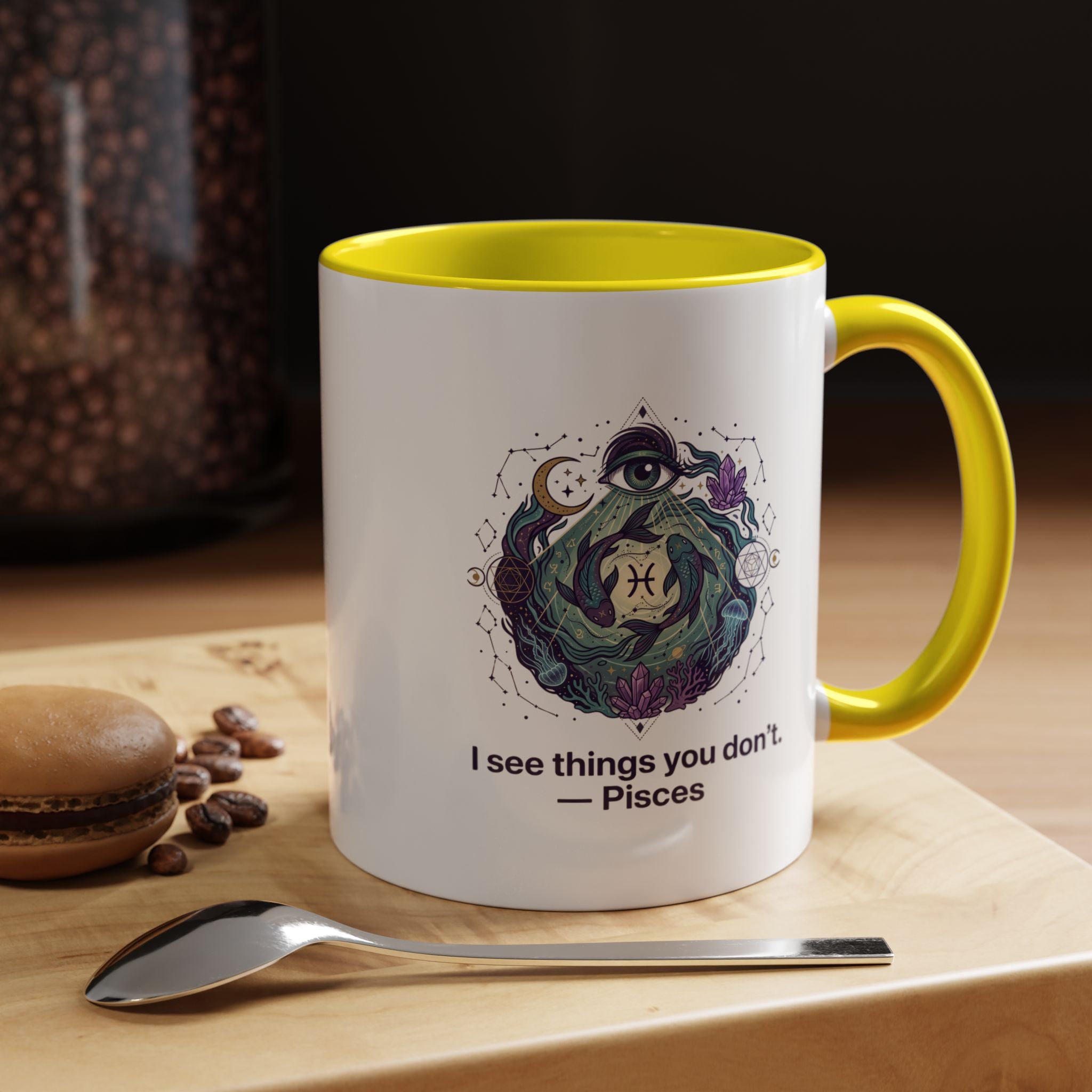 Pisces Zodiac Coffee Mug — "I See Things You Don’t" Accent Mug