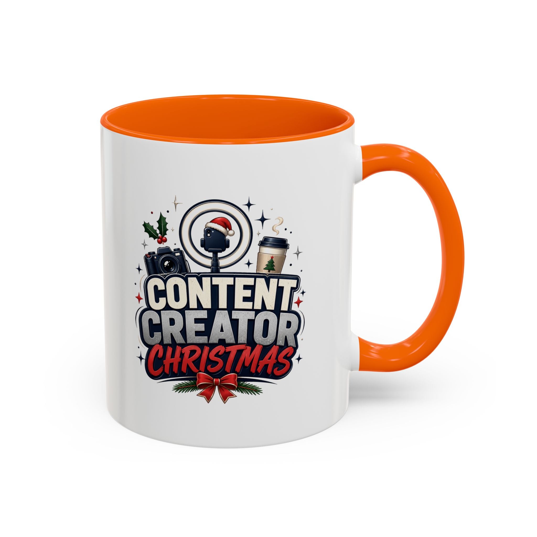 Modern Day Christmas Content Creator Christmas Accent Coffee Mug — Holiday Social Media Gifts (11/15oz)