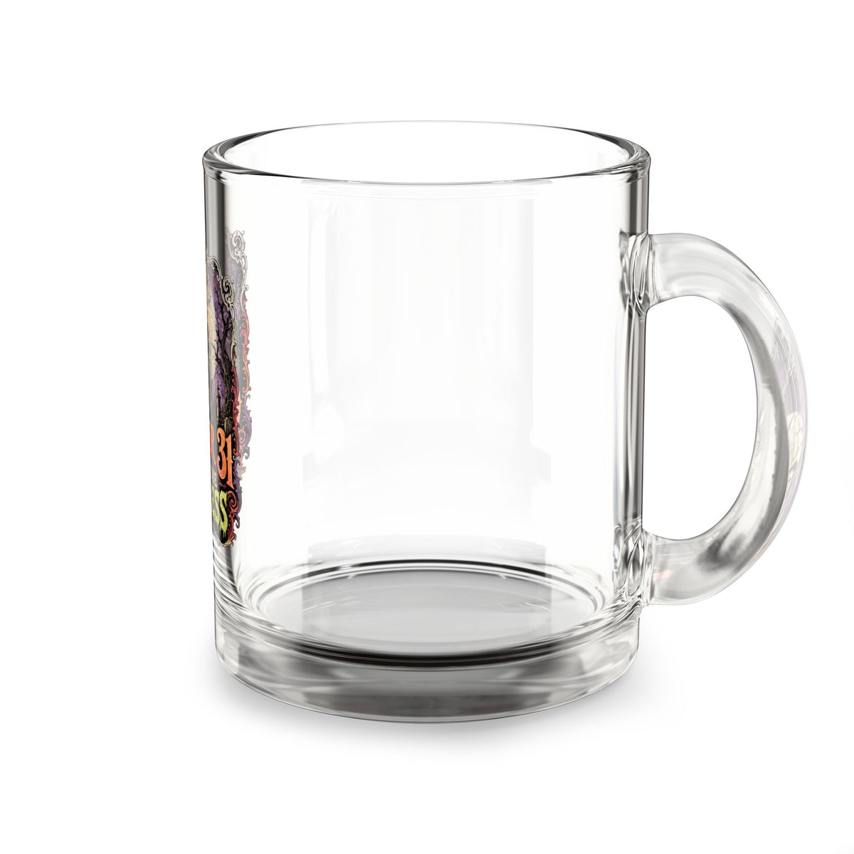 Halloween Glass Mug 10 oz  Glass Mug — "October 31 Night of the Restless" Haunted House Halloween Coffee Cup