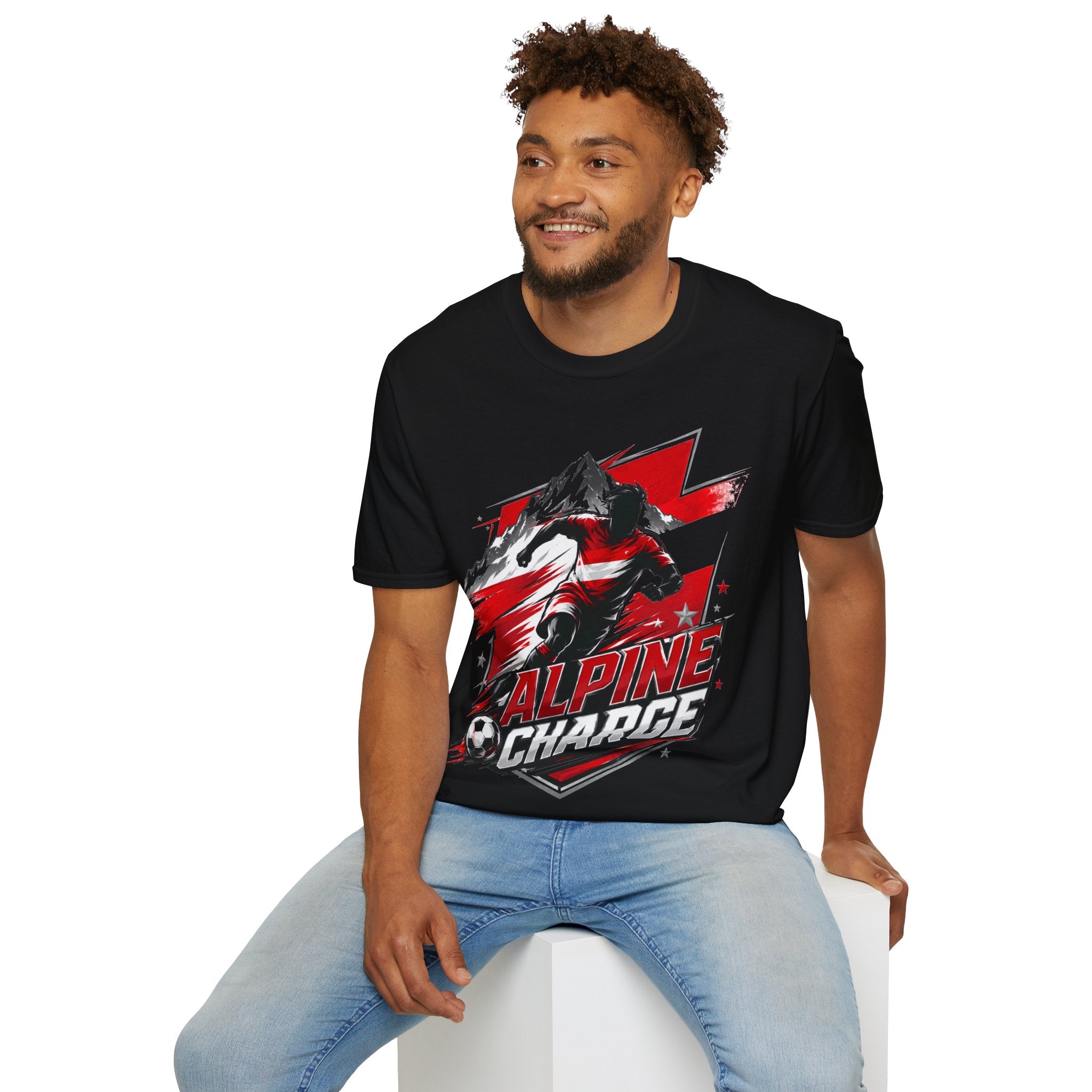 Austria  Alpine Charge Soccer T-Shirt — Mountain Football Graphic Tee -