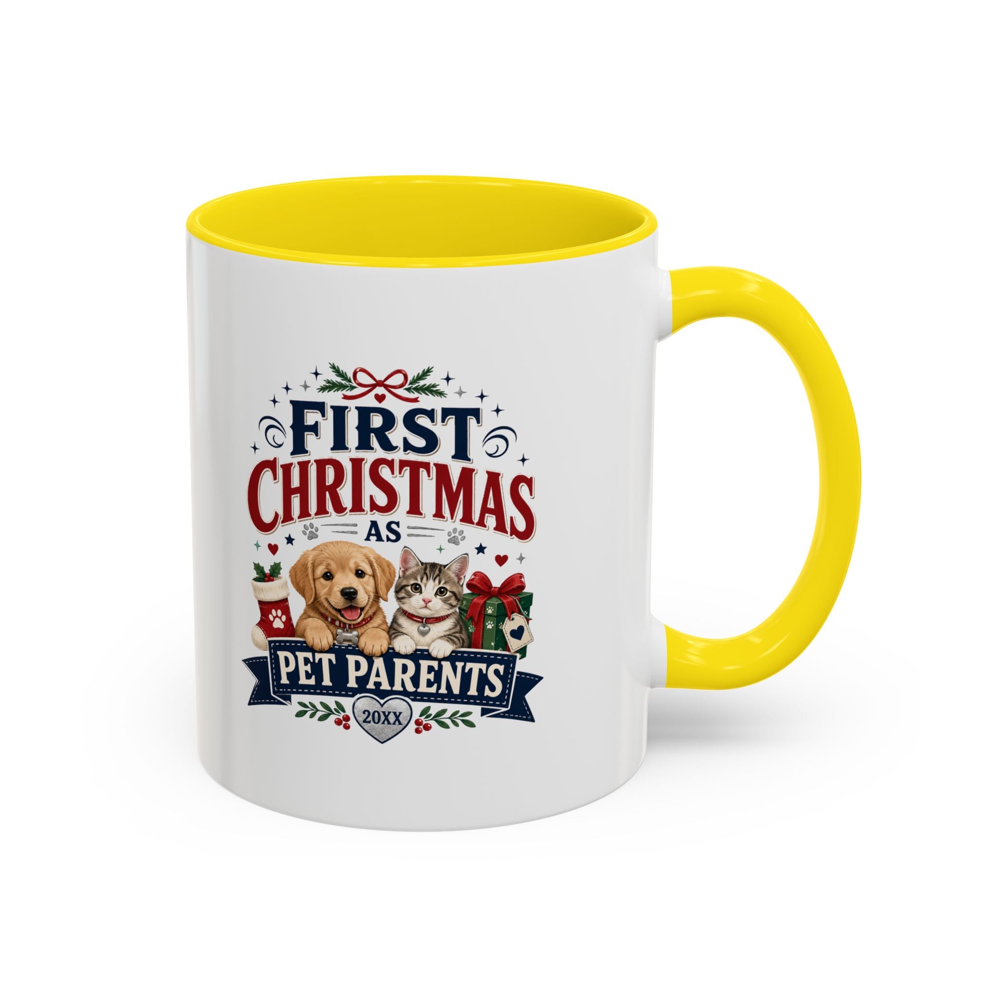 Christmas First Christmas as Pet Parents Coffee Mug — Cute Dog & Cat Holiday Gift