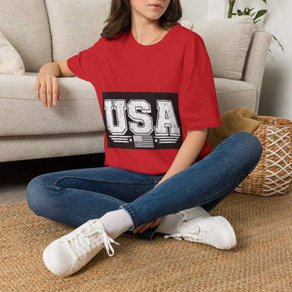 USA Vintage Block T-Shirt — Patriotic Americana Graphic Tee