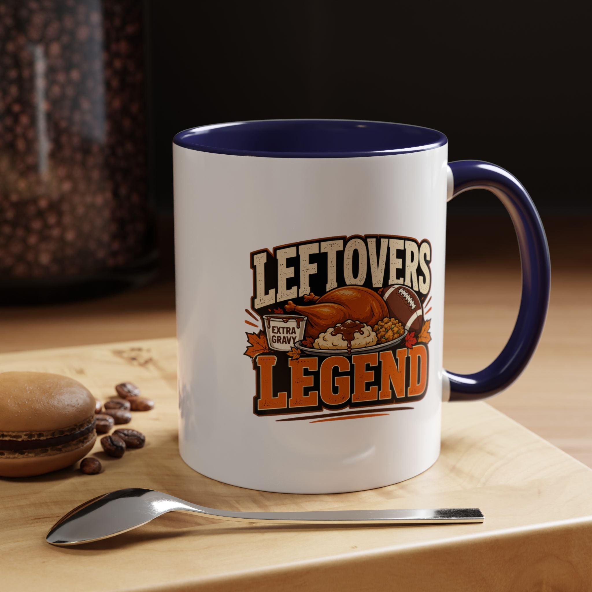 Thanksgiving  Mug Leftovers Legend Coffee Mug – Funny Thanksgiving Turkey & Football  Accent Mug