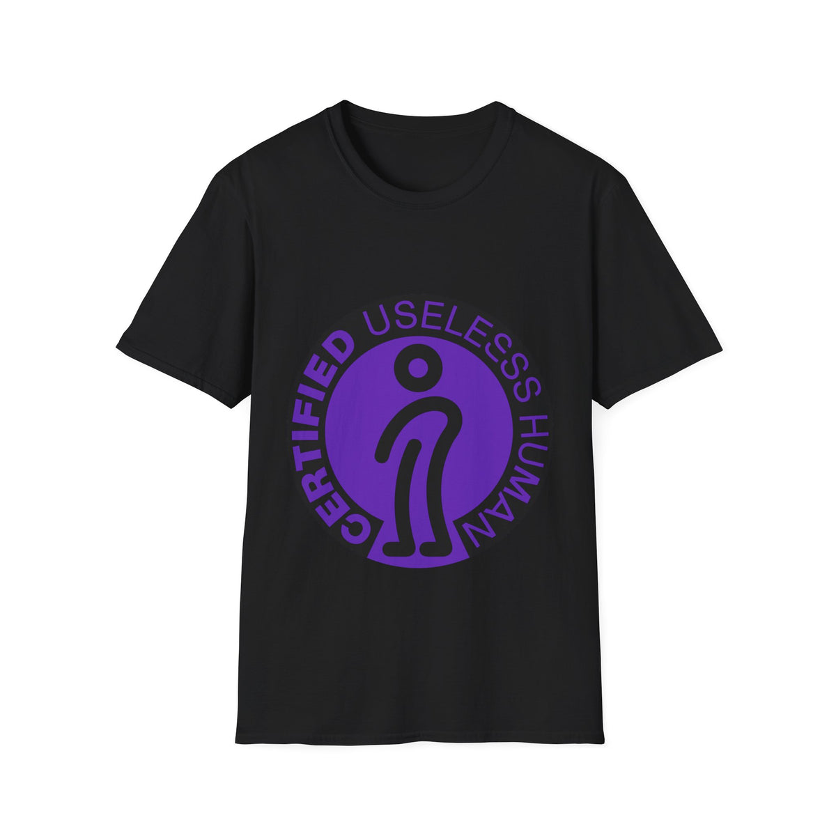 "Certified Useless Human" Funny Meme Tee | Sarcastic Purple Badge T-Shirt - Trending Now - September 2026
