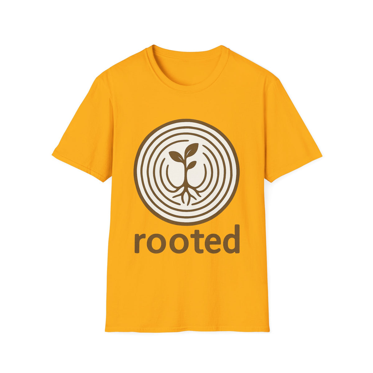"Rooted" Retro Tree Ring Sapling Tee - Minimalist Earthy Growth Nature White T-Shirt - Trending Now - September 2026