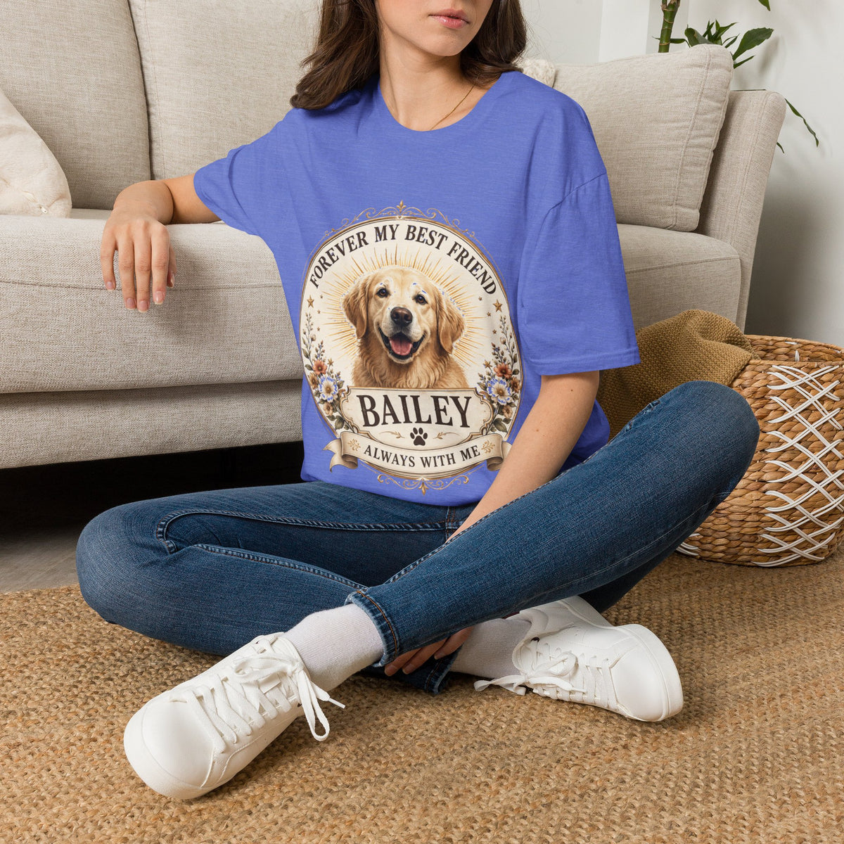 Dog Lover T-Shirt — “Forever My Best Friend” Personalized Golden Retriever Tee