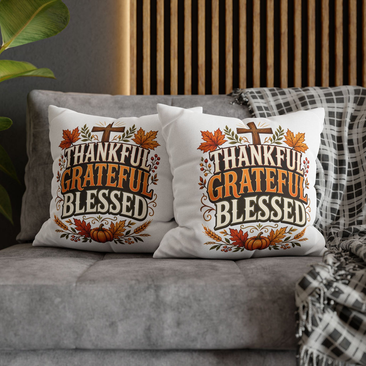Thanksgiving Thankful Grateful Blessed Fall Pillowcase