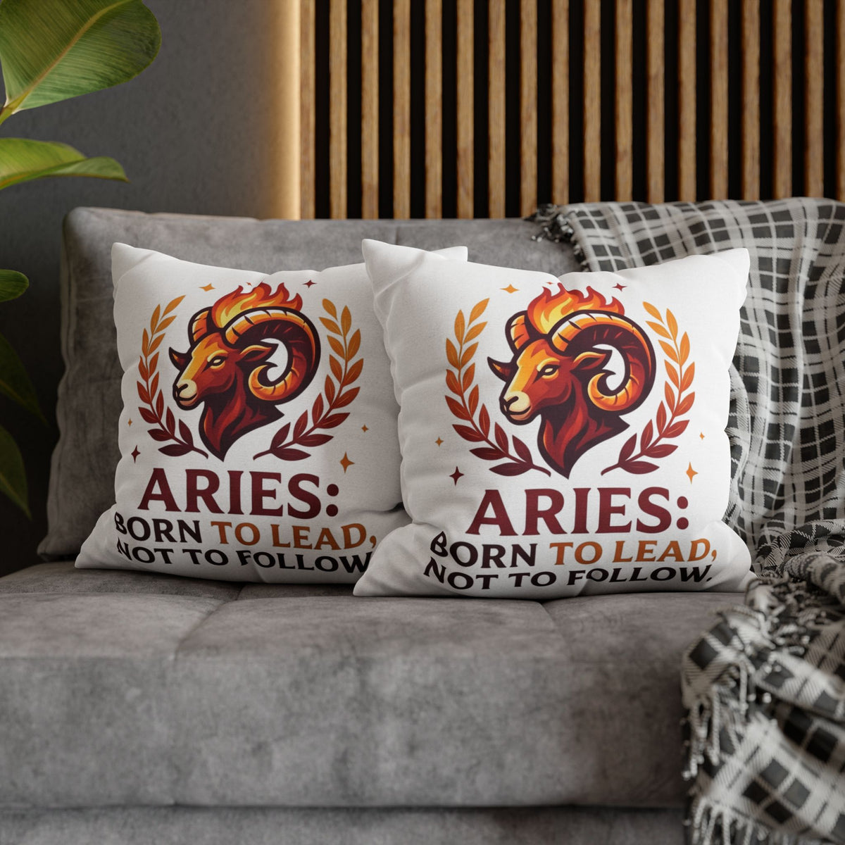 Aries Pillowcase Aries Pillow – "Born to Lead, Not to Follow" Zodiac Throw Pillow