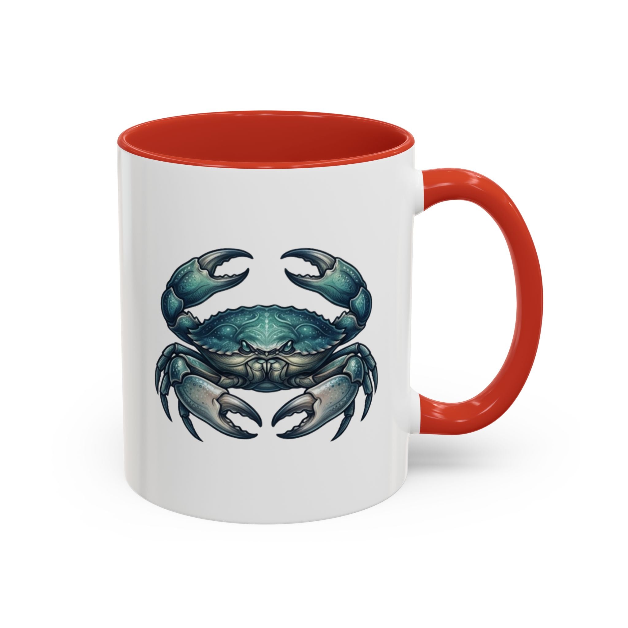Crab Accent Coffee Mug – Blue Coastal Crab Artwork