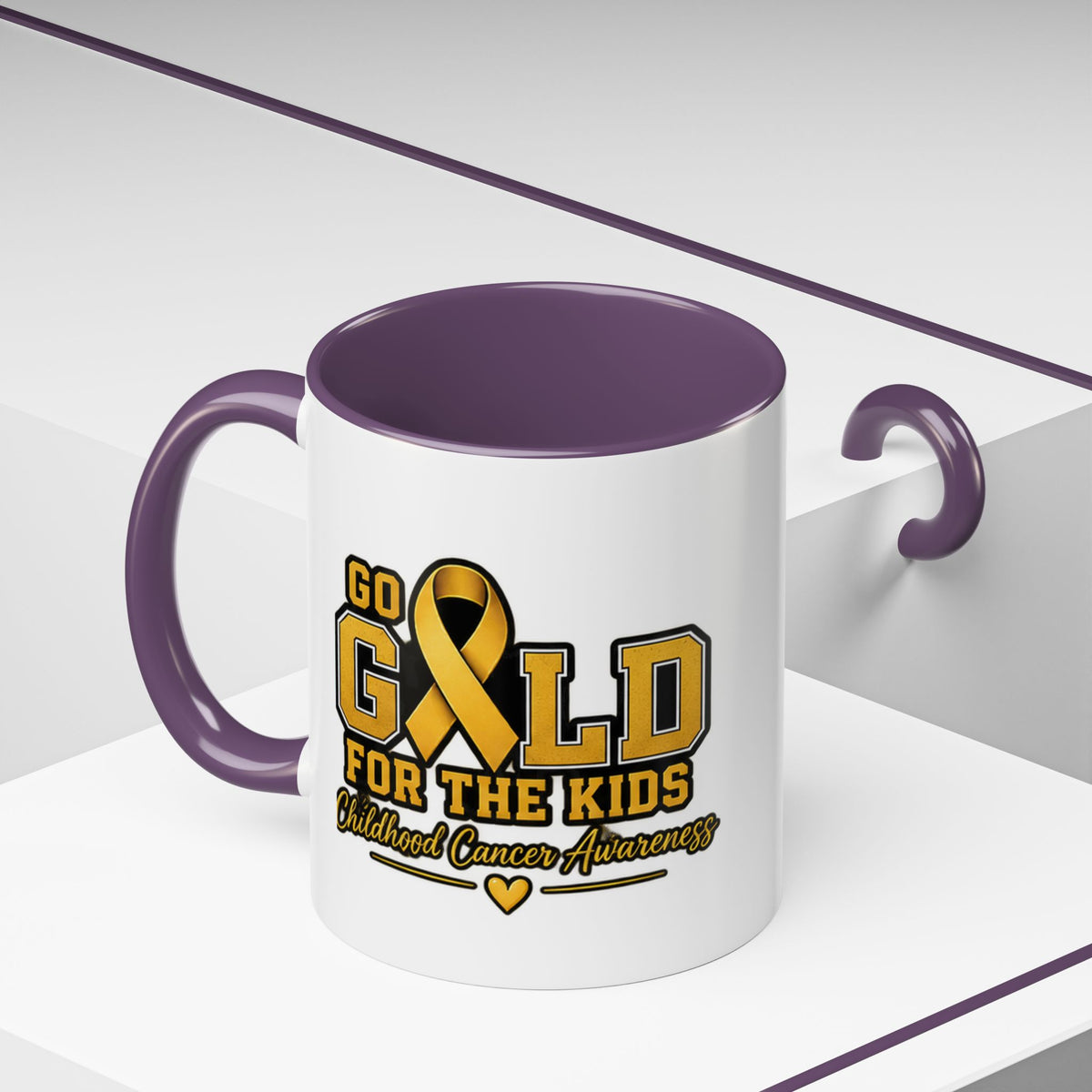 Gold For The Kids Coffee Mug — Childhood Cancer Awareness Accent Mug (11/15oz)