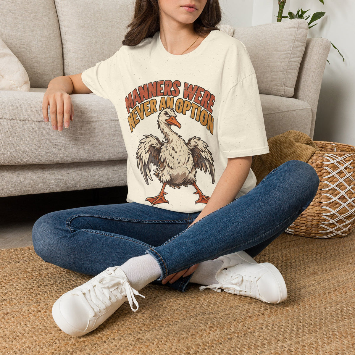 Funny And Witty “Manners Were Never An Option” Goose Graphic T-Shirt