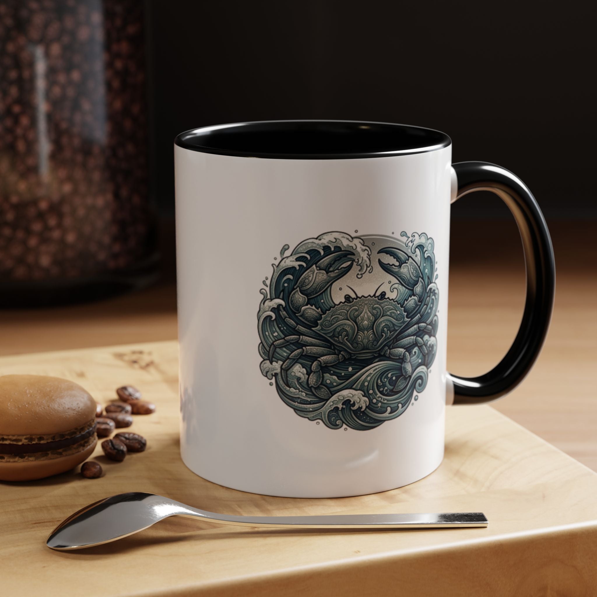Crab Wave Accent Coffee Mug — Nautical Ocean Art