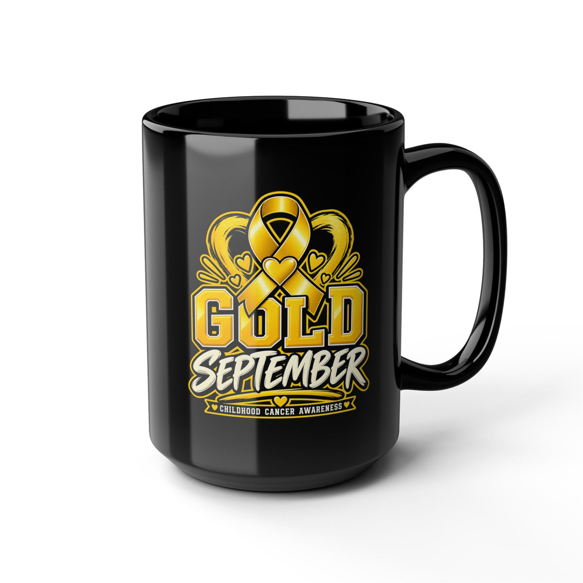 Gold September Mug — Childhood Cancer Awareness Coffee Cup (11oz/15oz)