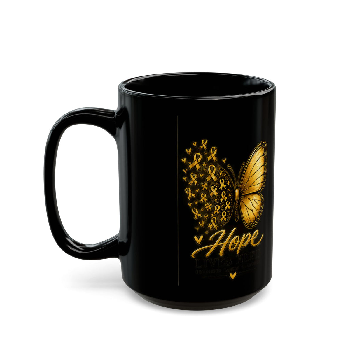 Childhood Cancer Awareness Hope Butterfly Black Mug