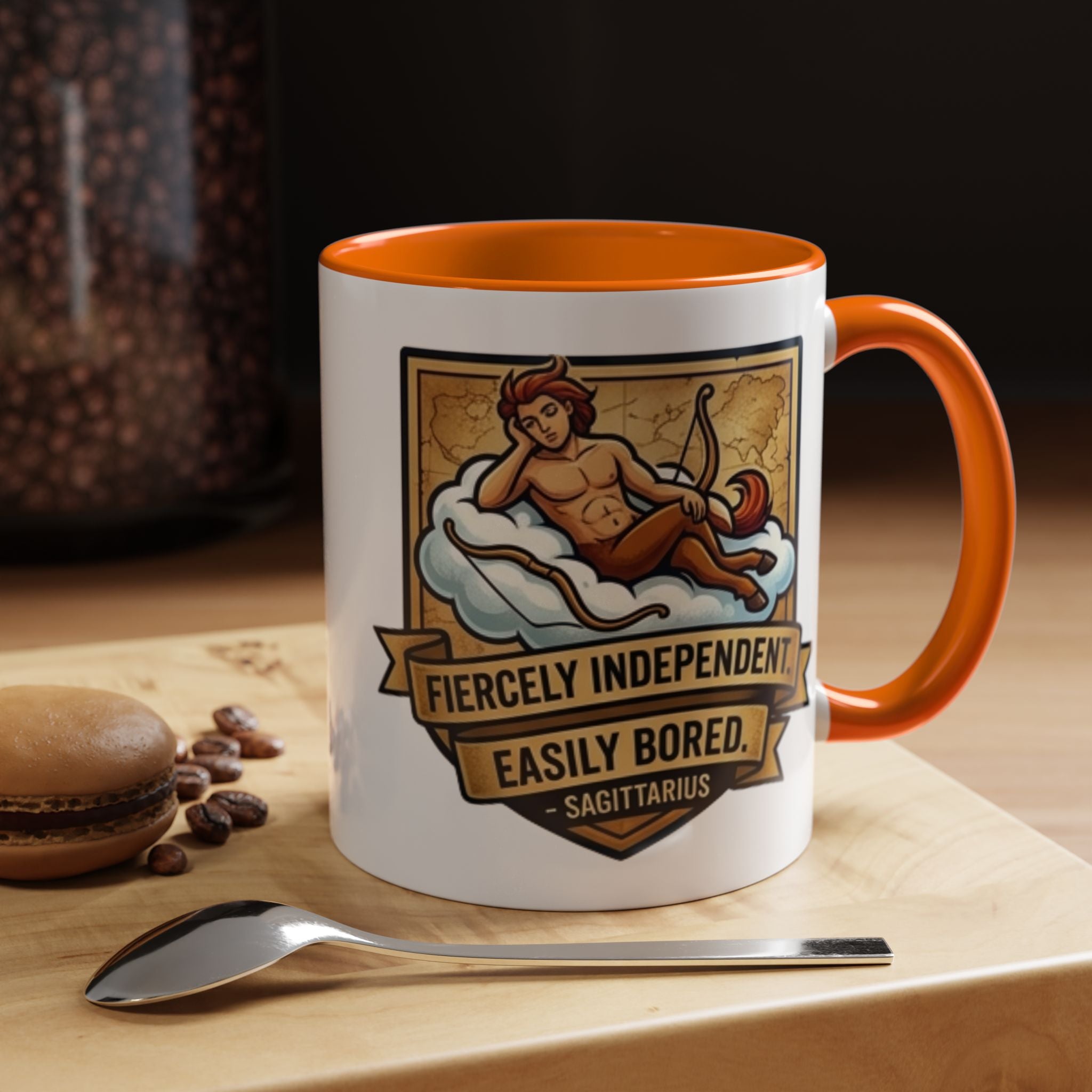 Sagittarius Coffee Mug — "Fiercely Independent, Easily Bored" Zodiac Accent Mug (11/15 oz)