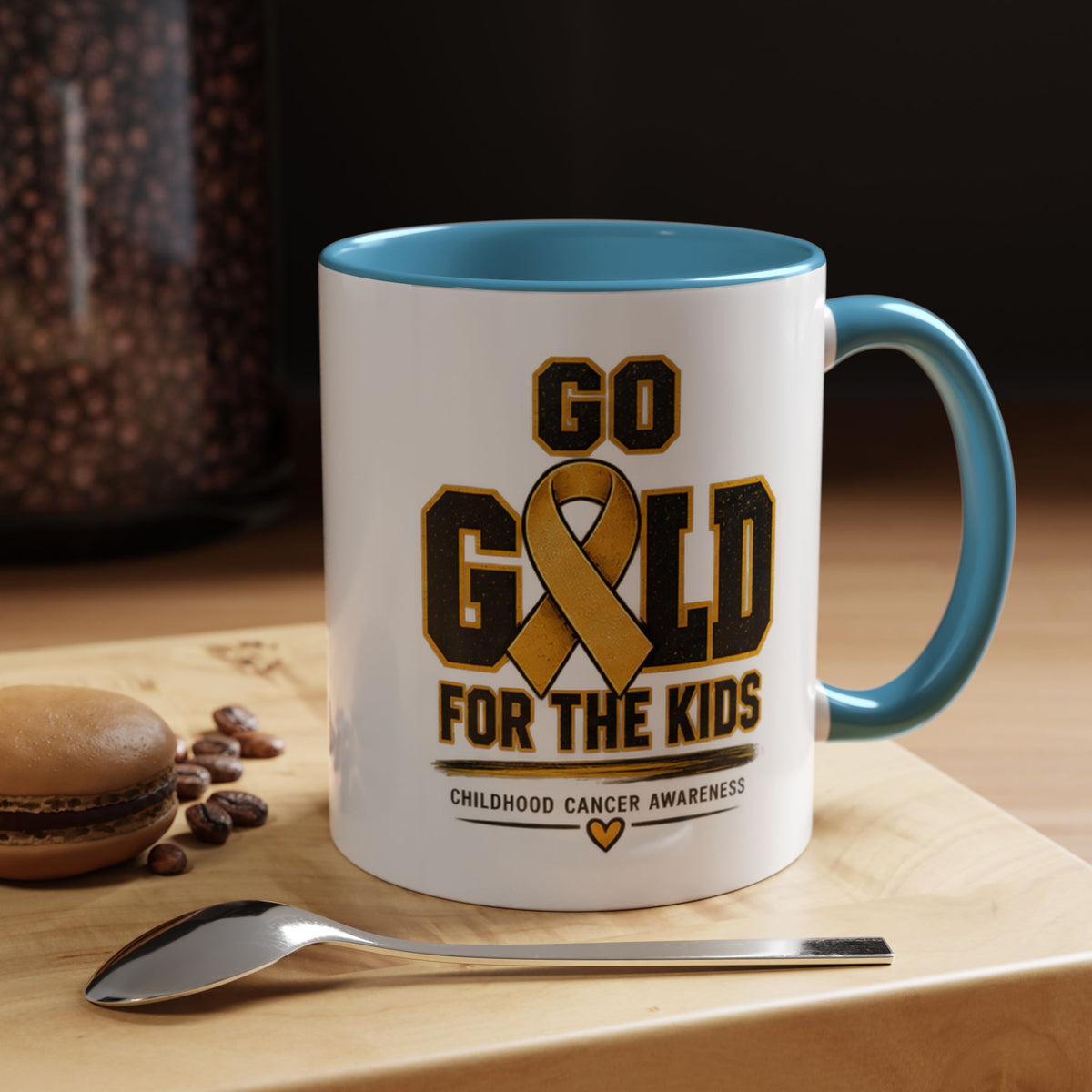 Go Gold For The Kids Accent Coffee Mug — Childhood Cancer Awareness 11/15oz