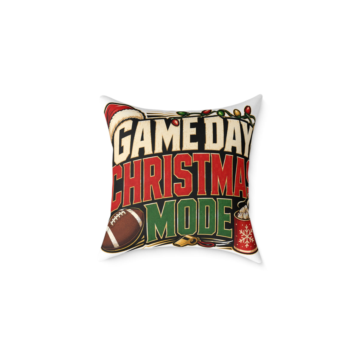 Modern Day Christmas Game Day Christmas Mode Square Poly Canvas Pillow