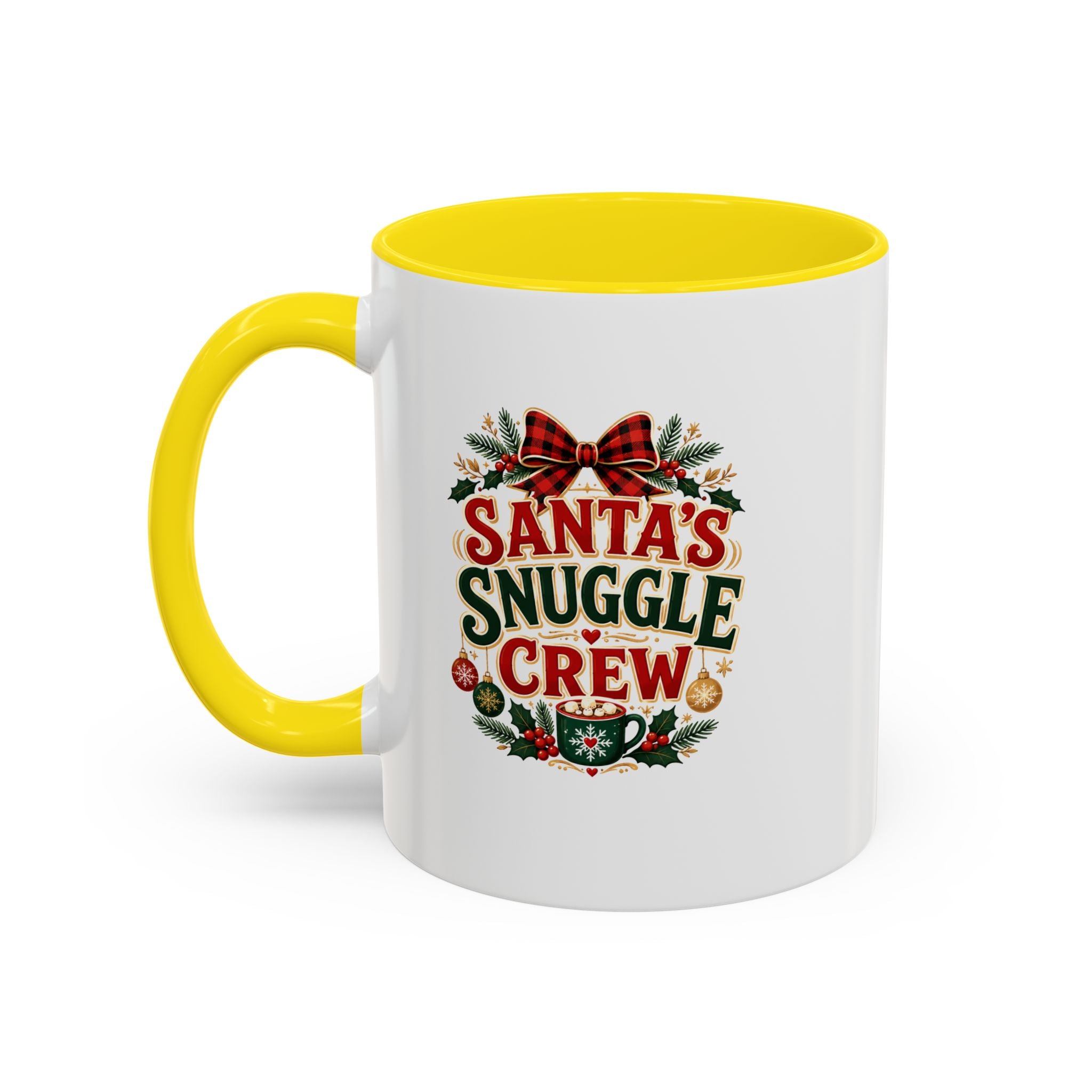 Santa’s Snuggle Crew Accent Coffee Mug — Holiday Christmas Cocoa Cup