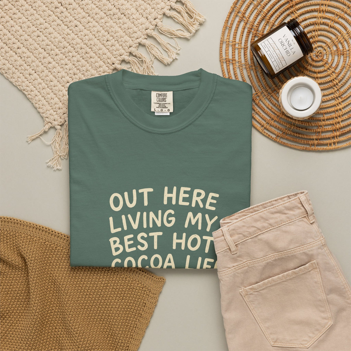 Hot Cocoa Life T-Shirt — "Out Here Living My Best Hot Cocoa Life" Cozy Graphic Tee - Trending Now - October 2026