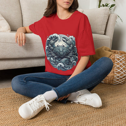 Crab and Waves Graphic T-Shirt — Coastal Oceanic Nautical Tee