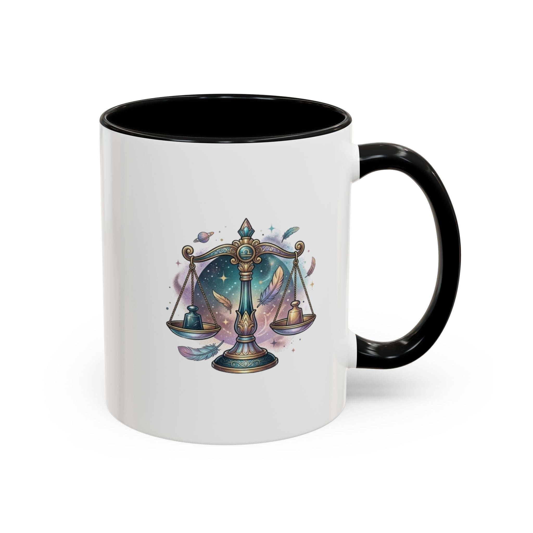 Libra Zodiac Scales Accent Coffee Mug — Astrology Constellation Gift