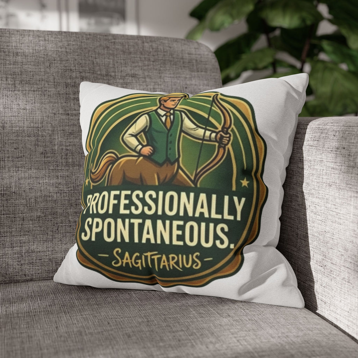 Sagittarius Pillowcase — "Professionally Spontaneous" Zodiac Decor