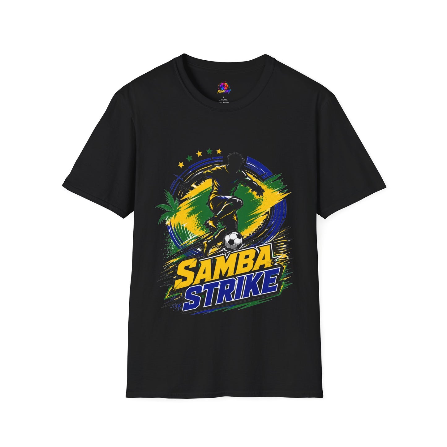 Brazil  Samba Strike Soccer T-Shirt — Brazilian Football Player Graphic Tee