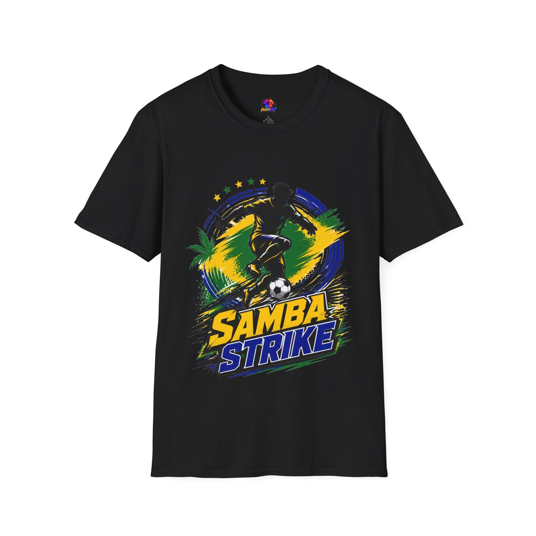 Brazil  Samba Strike Soccer T-Shirt — Brazilian Football Player Graphic Tee