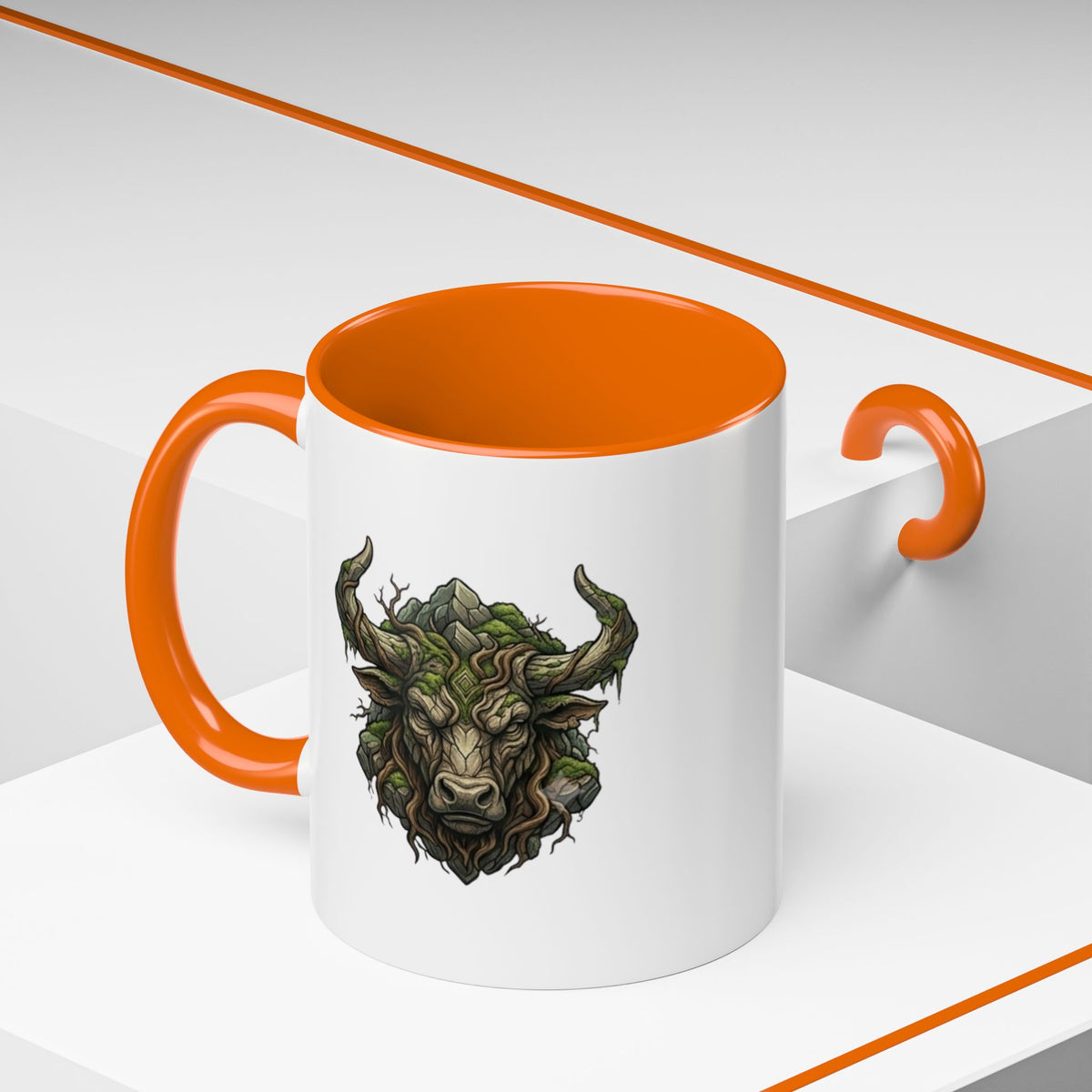 Taurus Bull Nature Coffee Mug — Rustic Green Bull Head Accent Mug